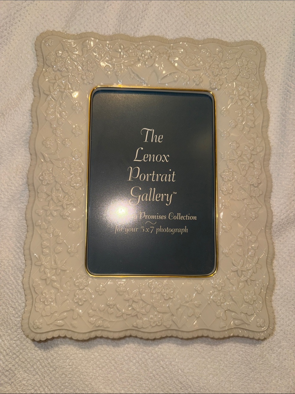 Lenox Cream Floral Embossed 5x7 Picture Frame - Lenox Promises Wedding Collectio
